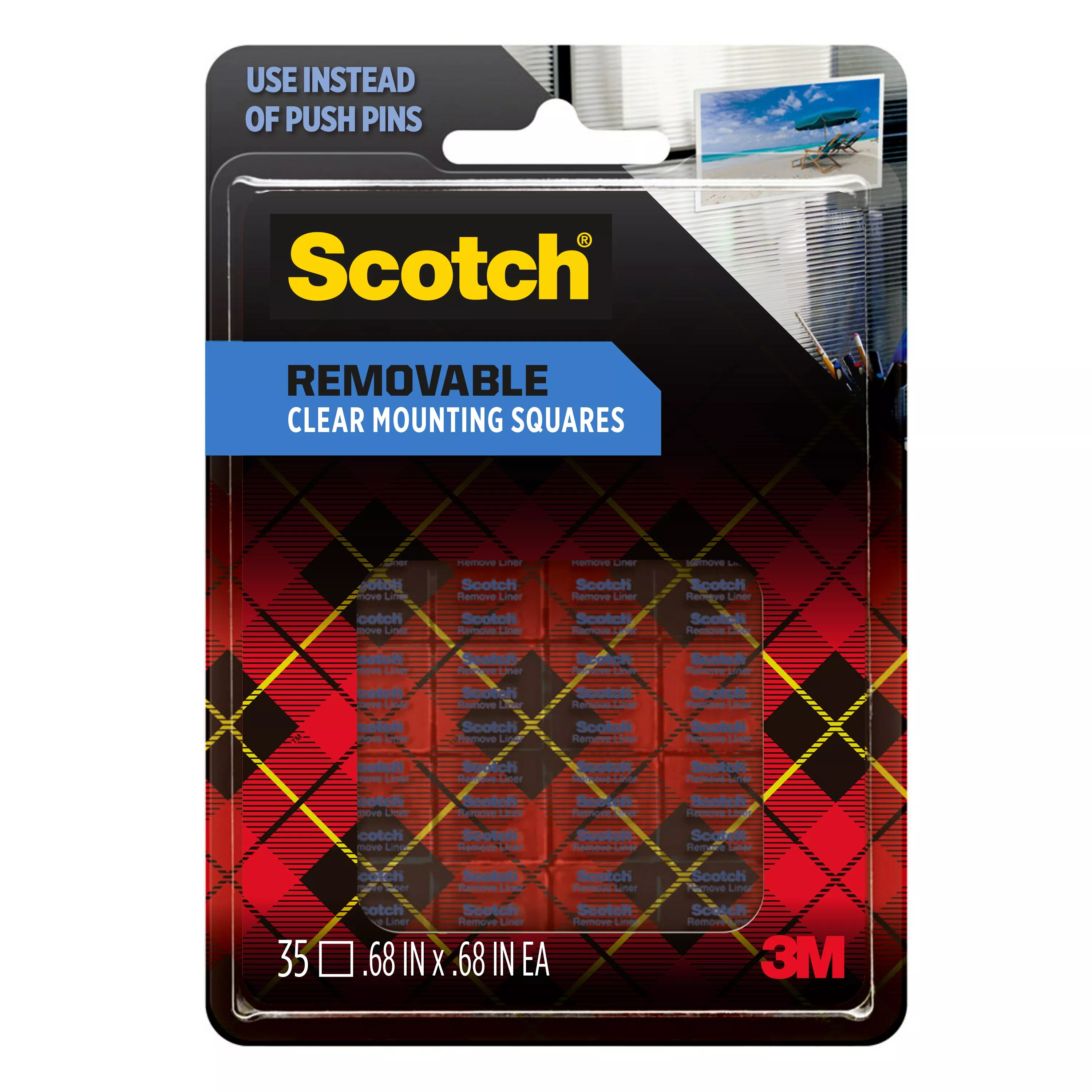 Scotch® Removable Clear Double-Sided Mounting Squares 859S, 11/16 in x 11/16 in (1.7 cm x 1.7 cm)