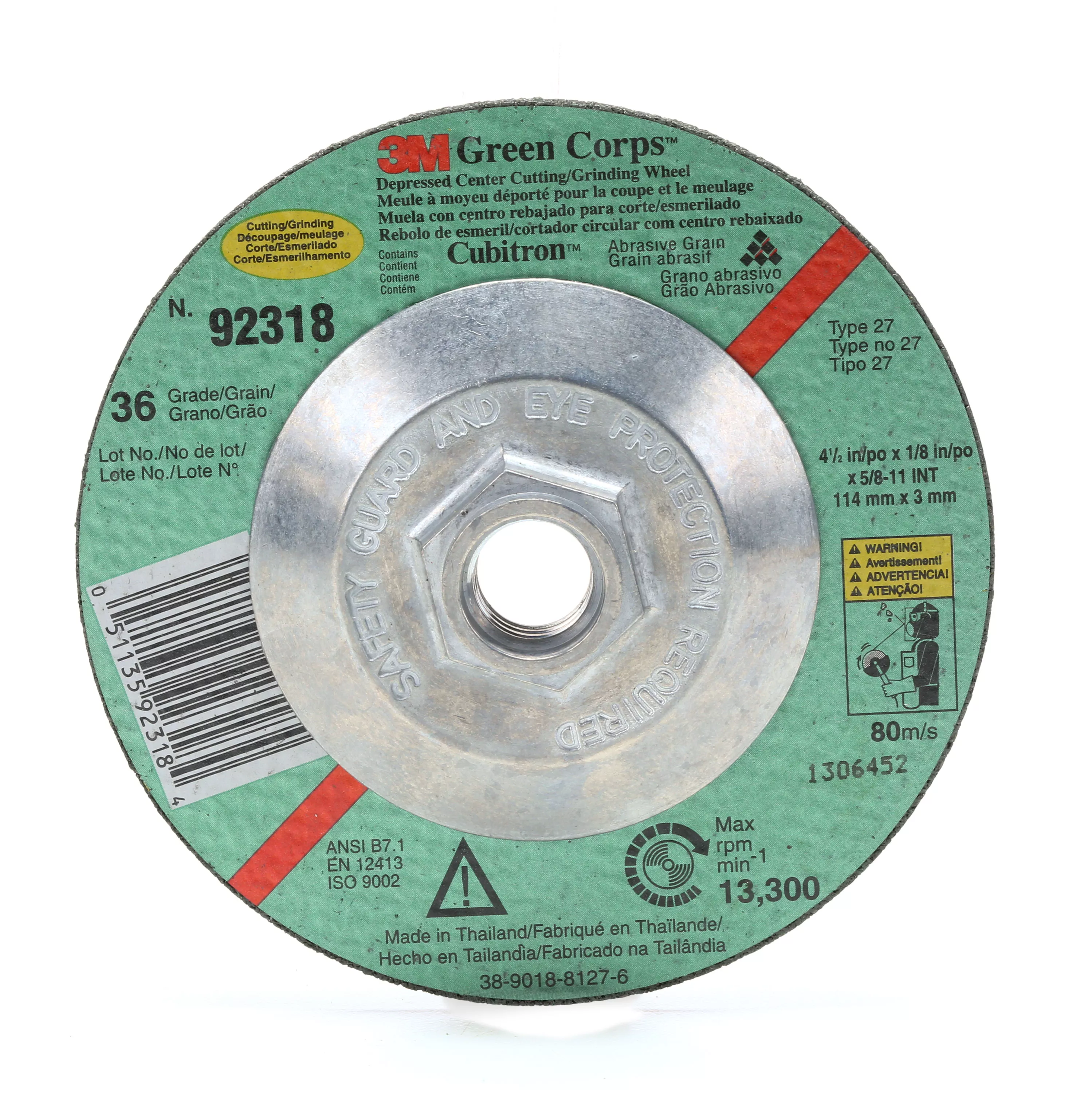 SKU 7000118489 | 3M™ Green Corps™ Cutting/Grinding Wheel