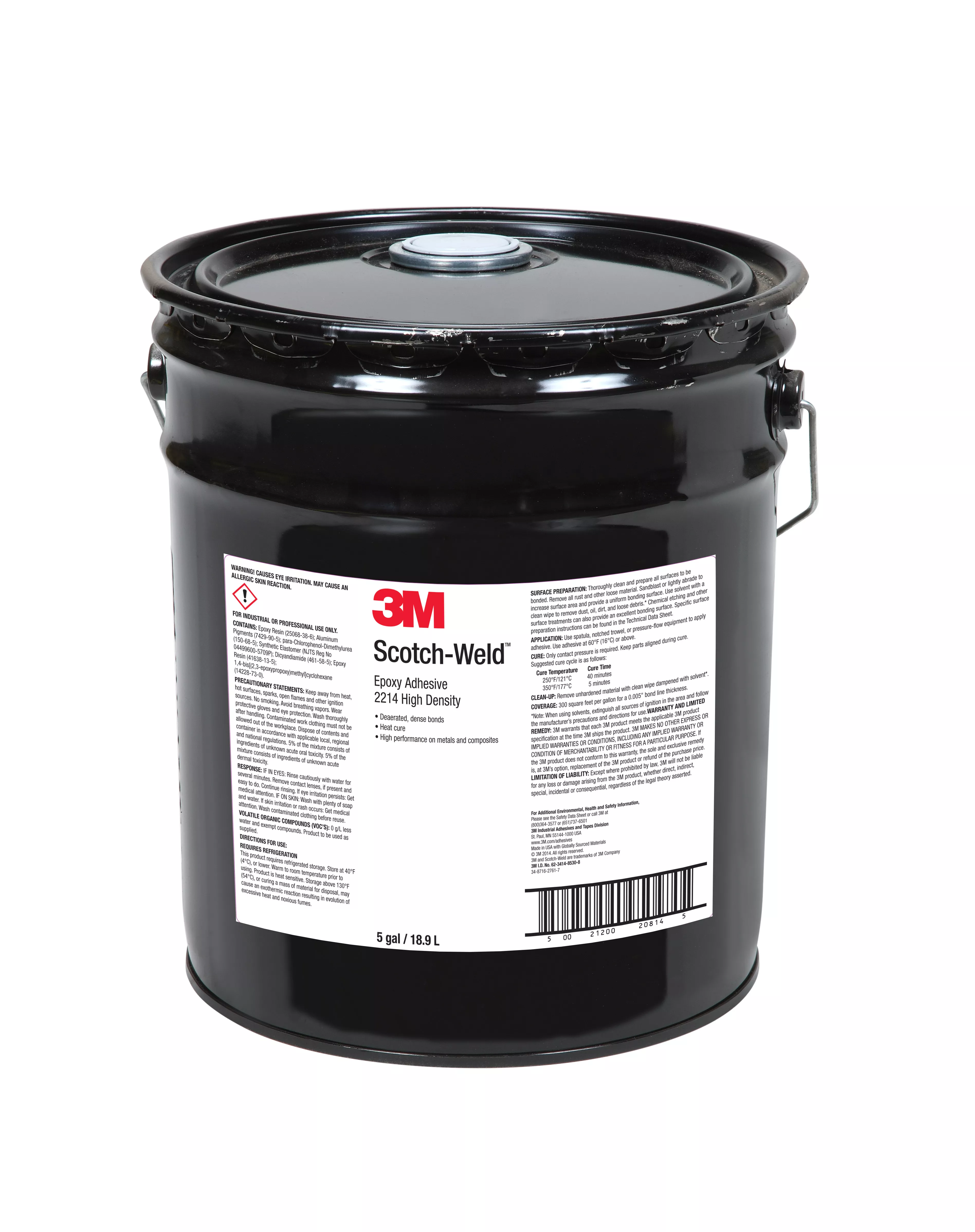3M™ Scotch-Weld™ Epoxy Adhesive 2214, Hi-Density, Gray, 5 Gallon (Pail),
Drum