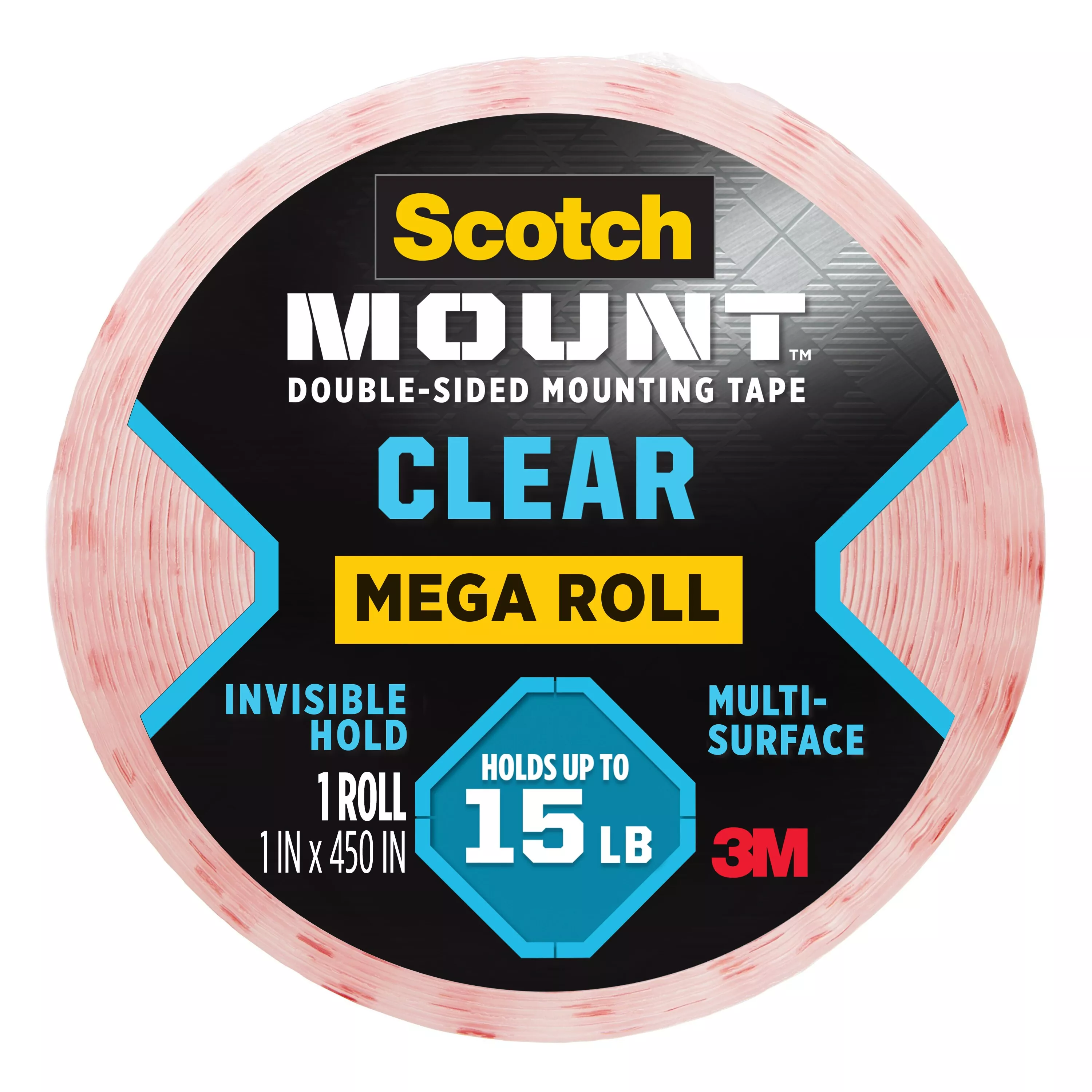 Scotch-Mount™ Clear Double-Sided Mounting Tape 410H-LONG-DC, 1 in x 450 in (2.54 cm x 11.4 m)