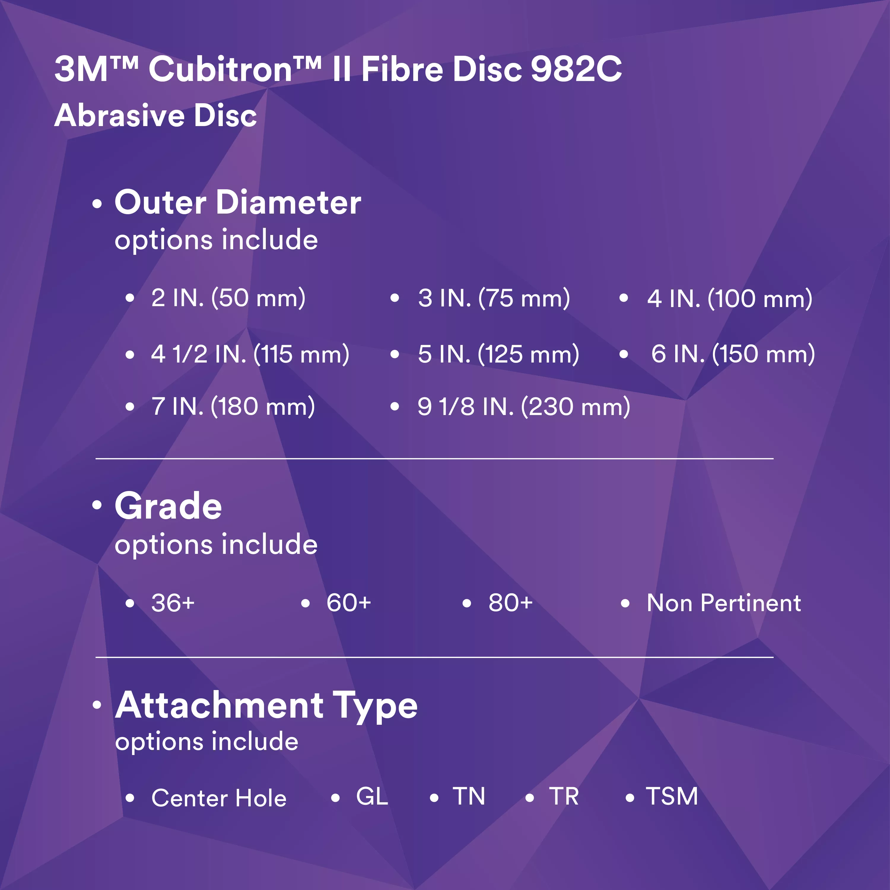 SKU 7100177920 | 3M™ Cubitron™ II Fibre Disc 982C