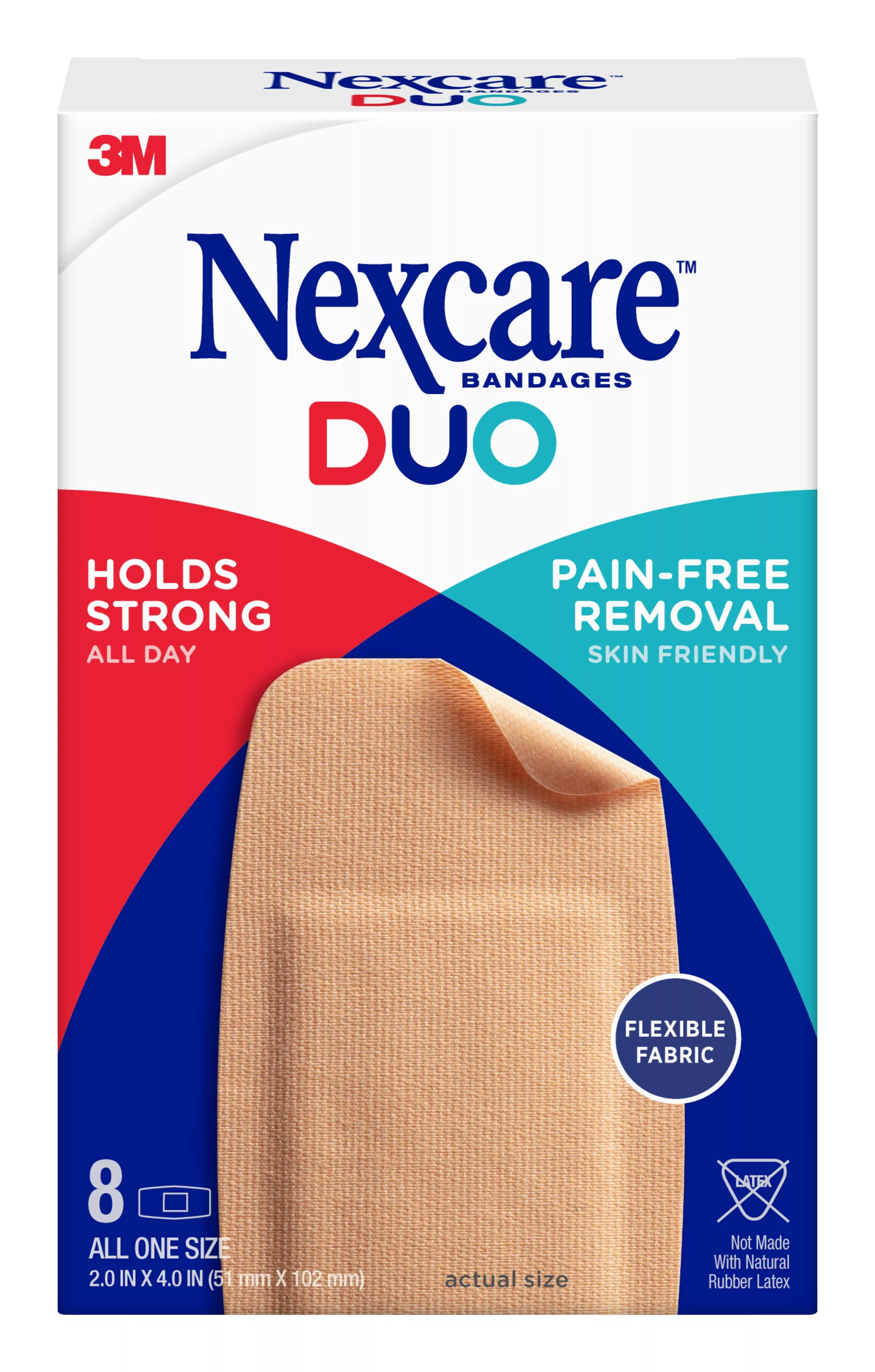 Nexcare™ DUO Bandages DSA-8, Knee and Elbow, 8 ct