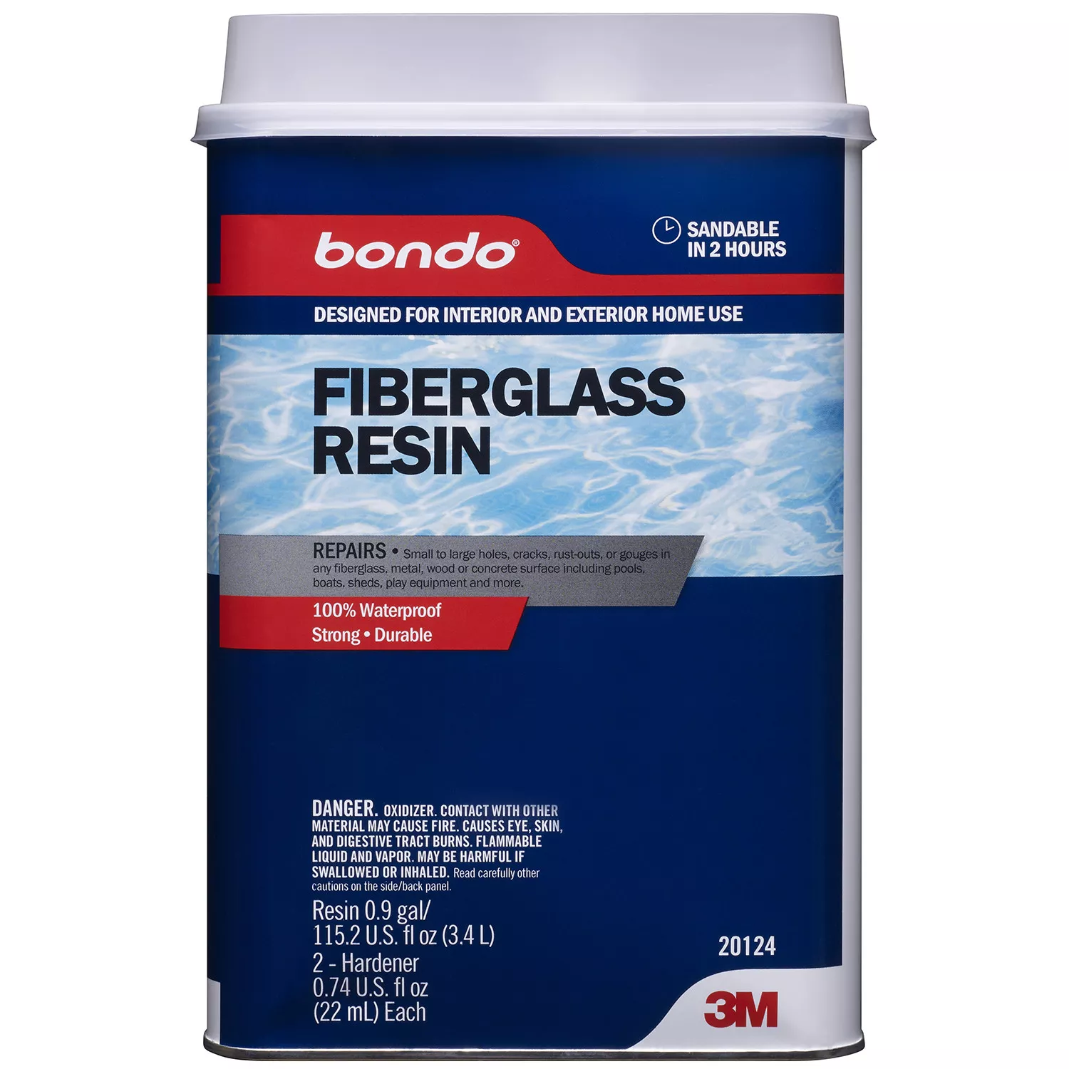 Bondo® Fiberglass Resin, 20124, 0.9 Gallon, 2 per case