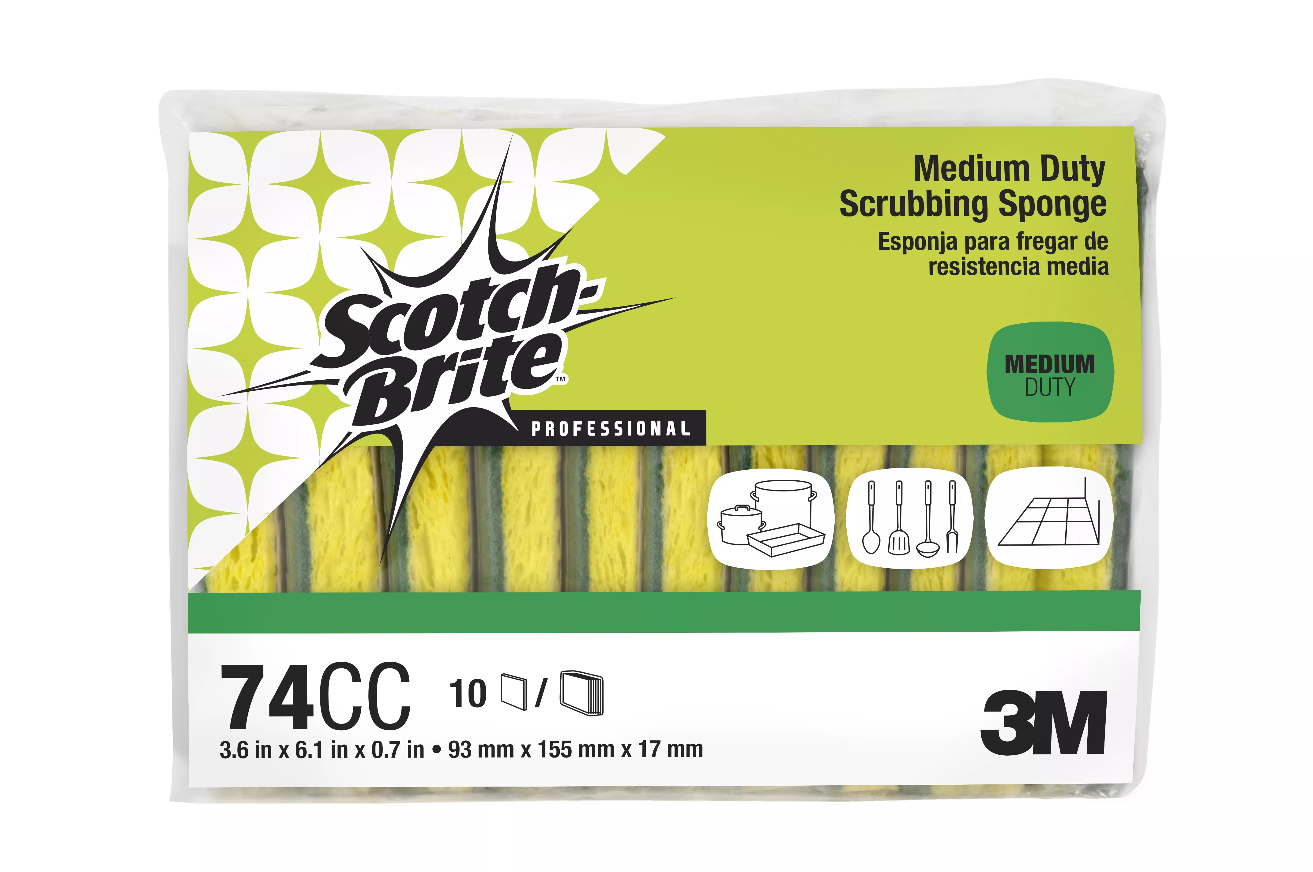 Product Number 74CC | Scotch-Brite™ Medium Duty Scrubbing Sponge 74CC