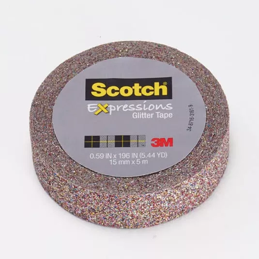 Scotch® Expressions Glitter Tape C514-MUL, .59 in x 196 in (15 mm x 5 m)
Multi-Colored Glitter