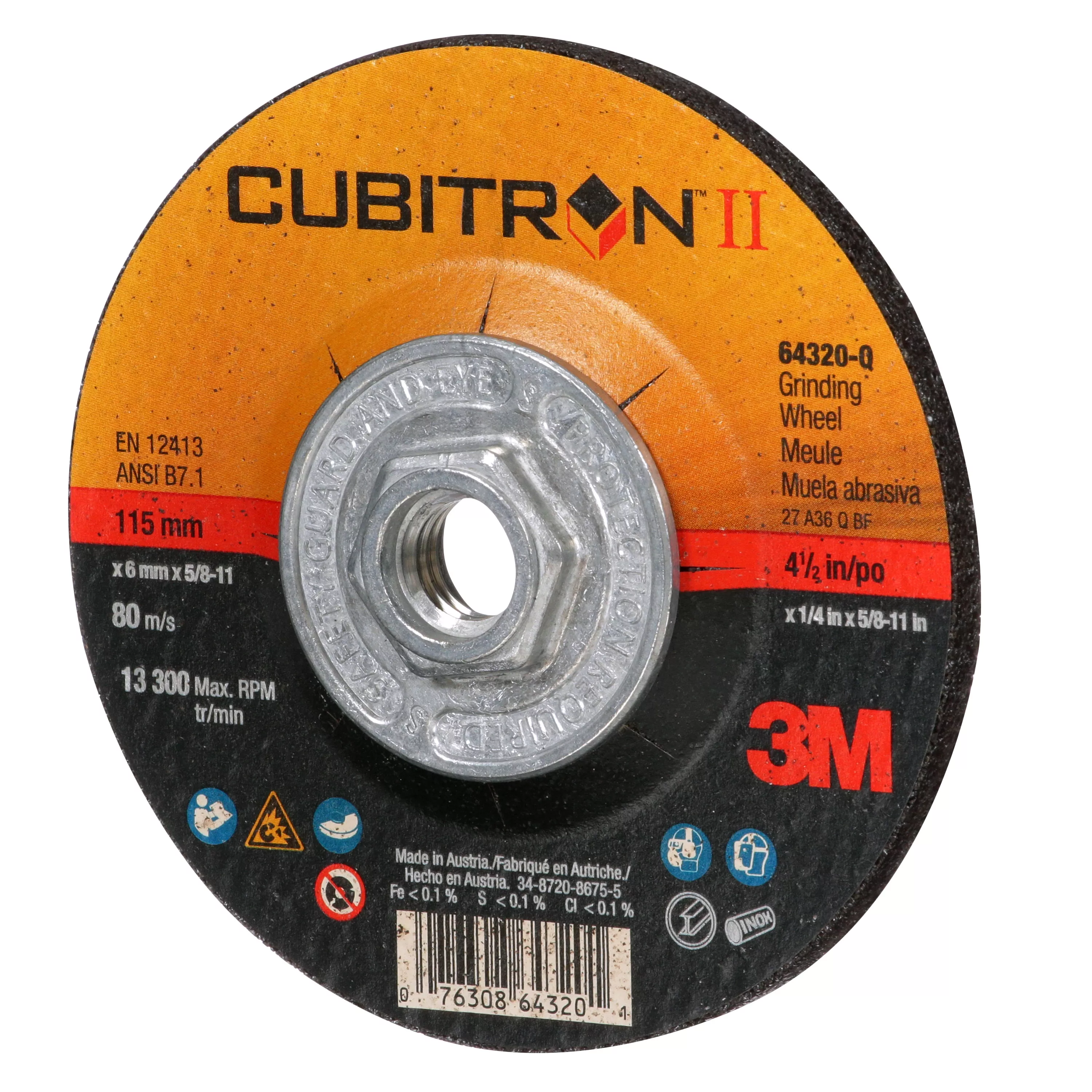 Product Number 64320 | 3M™ Cubitron™ II Depressed Center Grinding Wheel