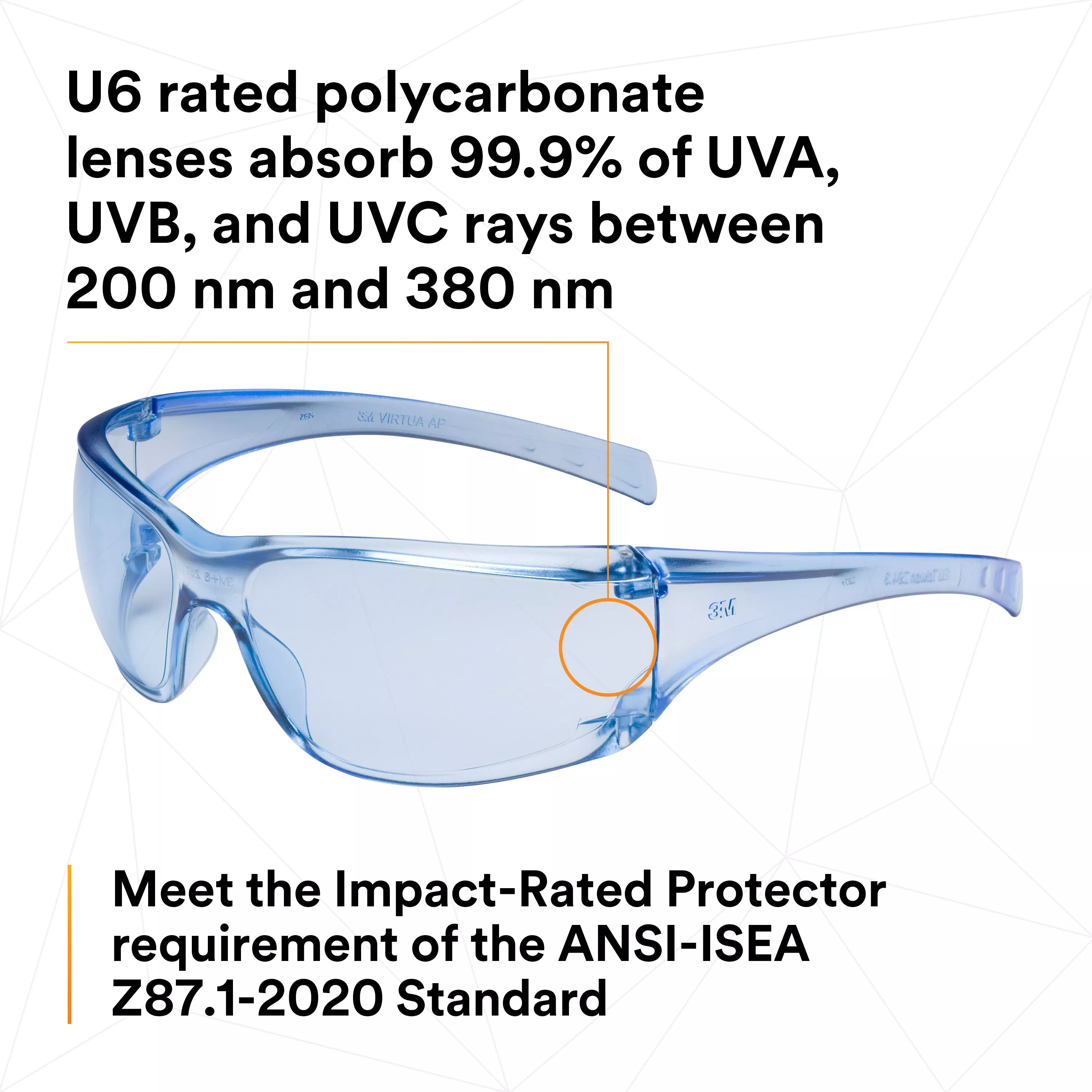 SKU 7000030051 | 3M™ Virtua™ AP Protective Eyewear 11816-00000-20 Light Blue Hard Coat
Lens