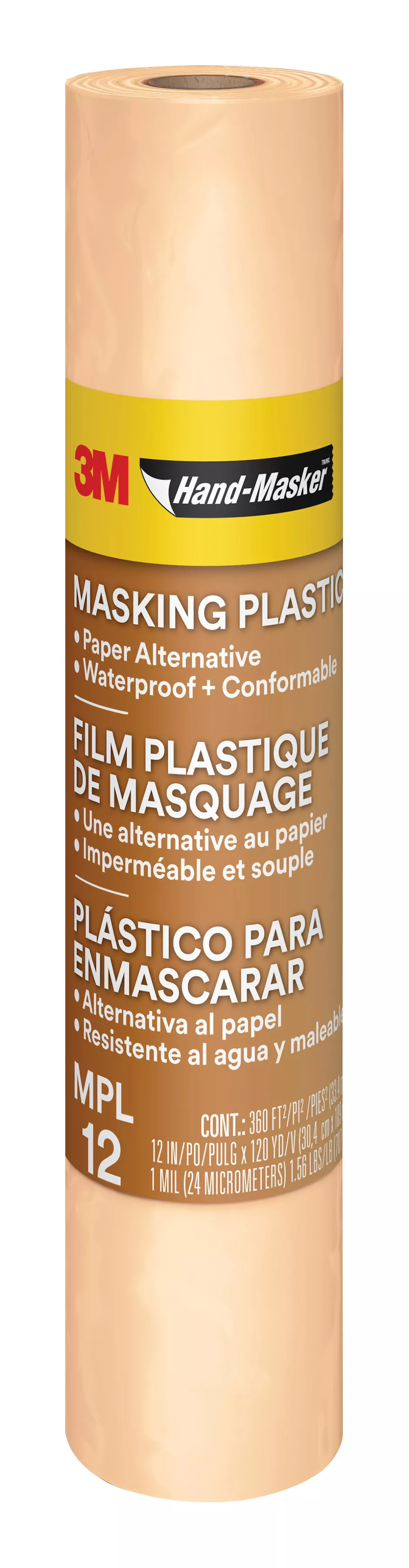 3M™ Hand-Masker™ Masking Plastic MPL12, 12 in x 120 yd (30.4 cm x 109 m)