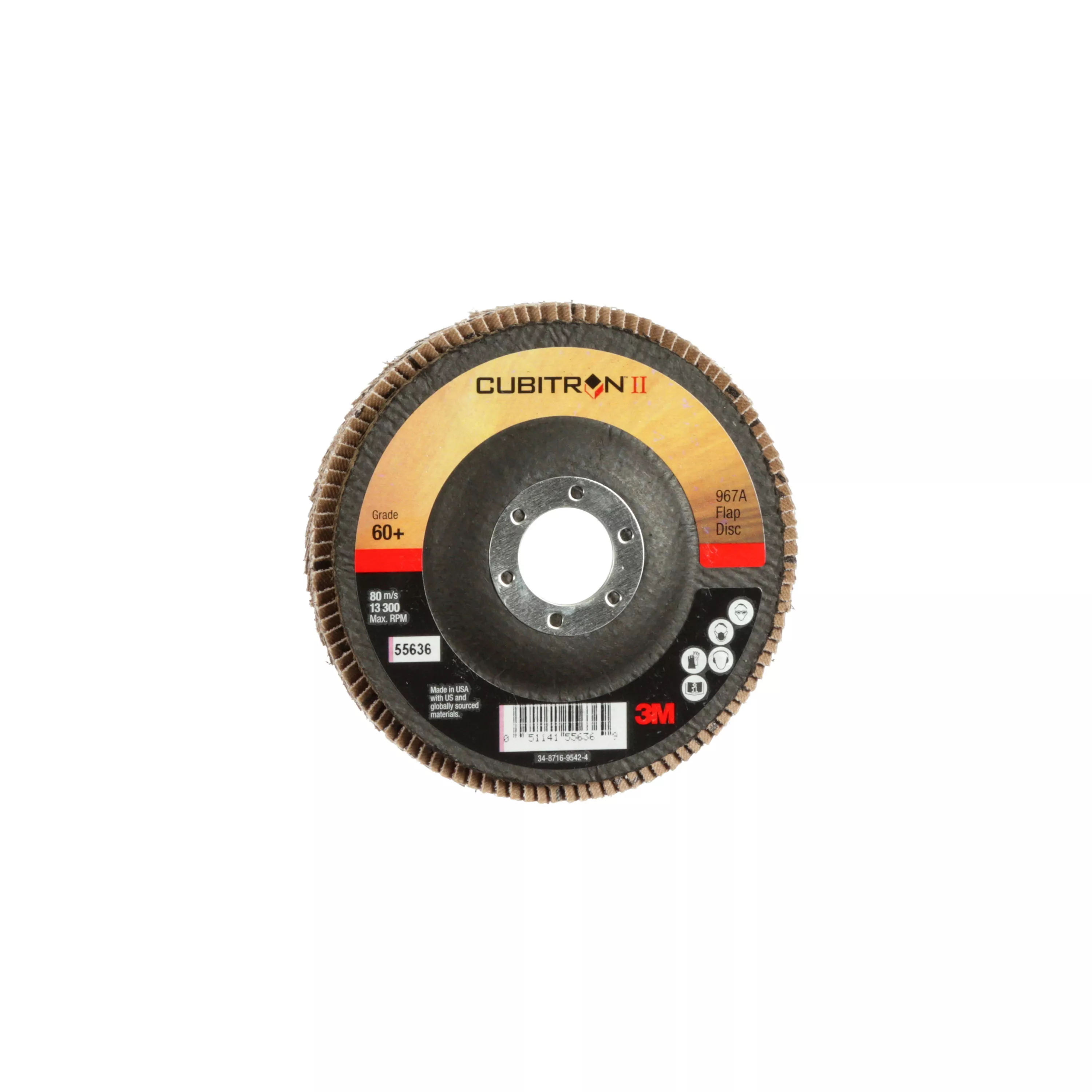 3M™ Cubitron™ II Flap Disc 967A, 60+, T27, 4-1/2 in x 7/8 in, Giant, 10
ea/Case