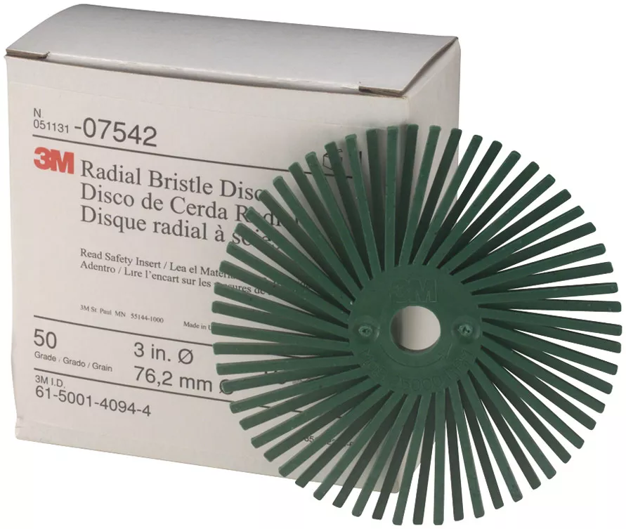 Scotch-Brite™ Radial Bristle Disc, 3 in x 3/8 in 50, 10/Carton, 4
Cartons/Case