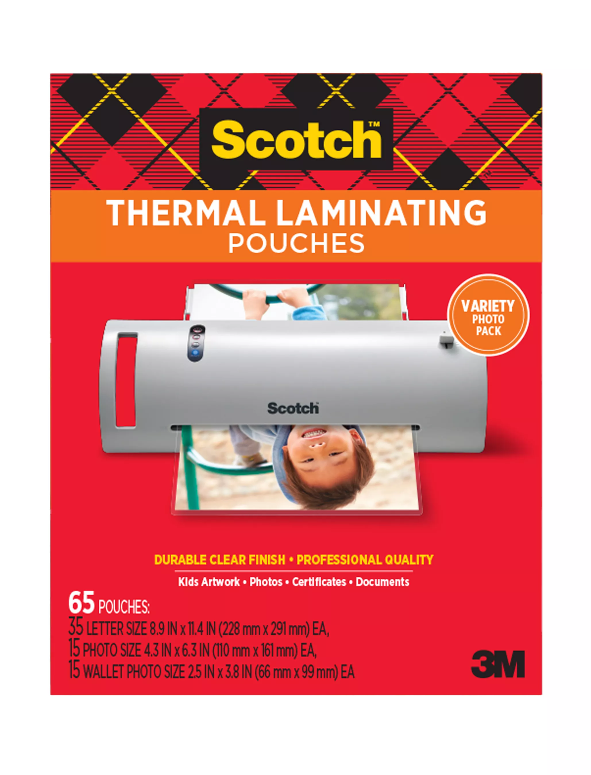Scotch™ Thermal Pouches TP-8000-VP, Variety Pack of letter size, 4