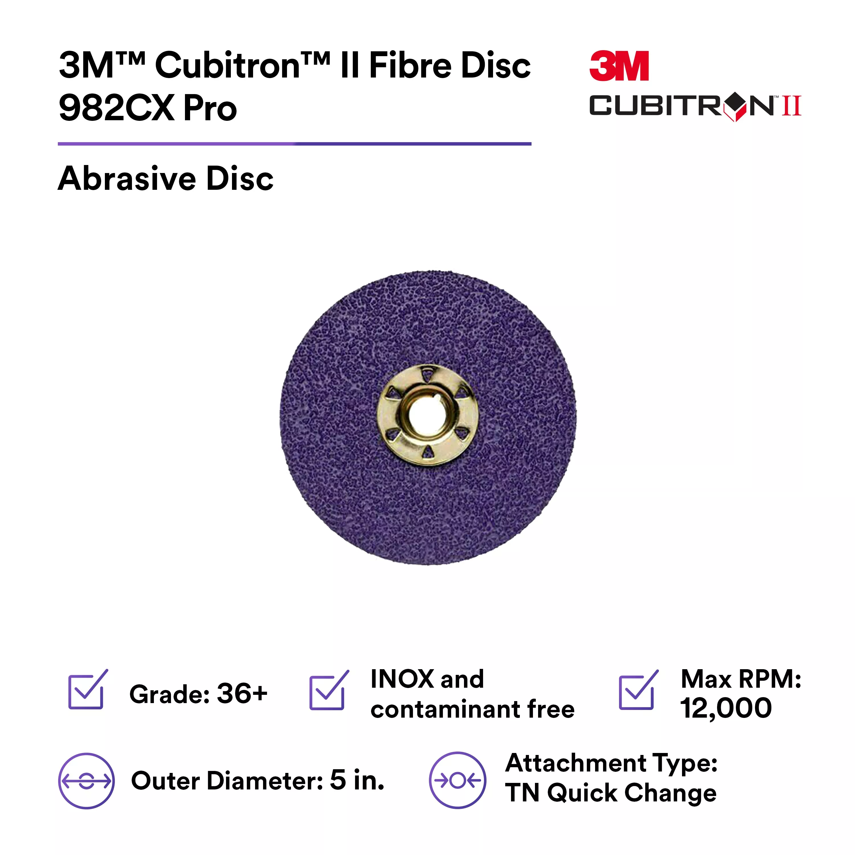 SKU 7100242968 | 3M™ Cubitron™ II Fibre Disc 982CX Pro