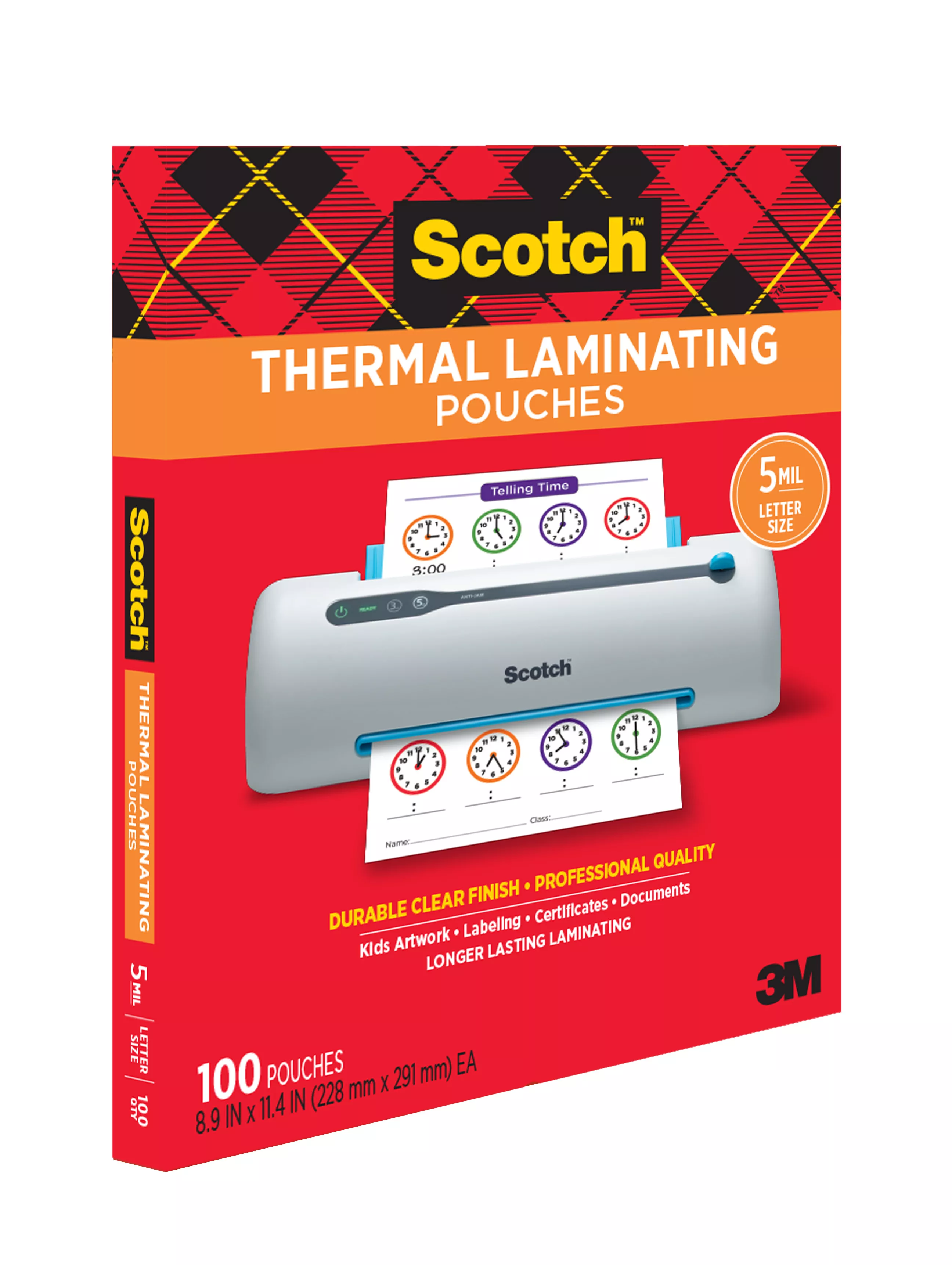 SKU 7100265300 | Scotch™ Thermal Pouches 5 mil TP5854-100