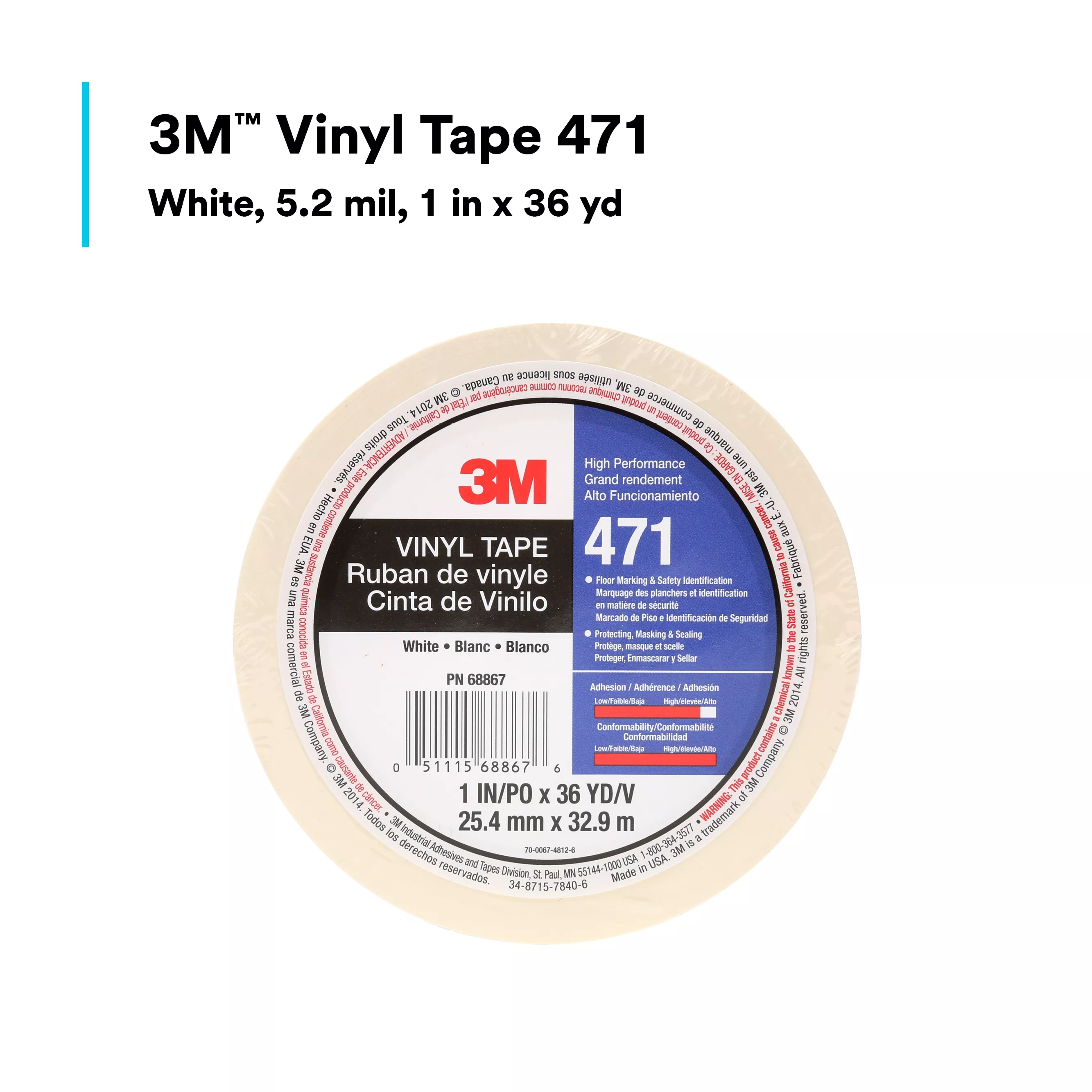 SKU 7100044644 | 3M™ Vinyl Tape 471