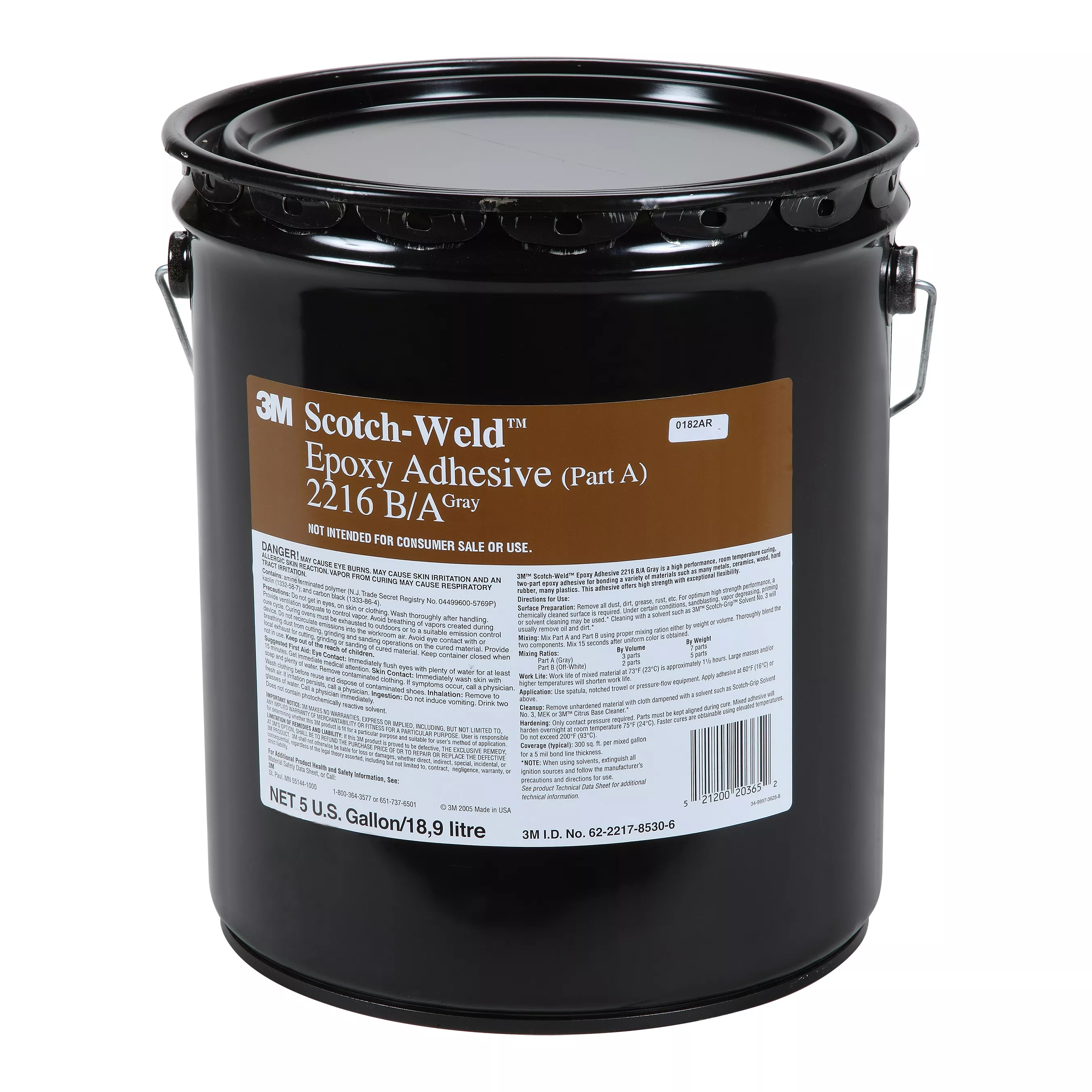 3M™ Scotch-Weld™ Epoxy Adhesive 2216, Gray, Part A, 5 Gallon (Pail), 1
Can/Drum