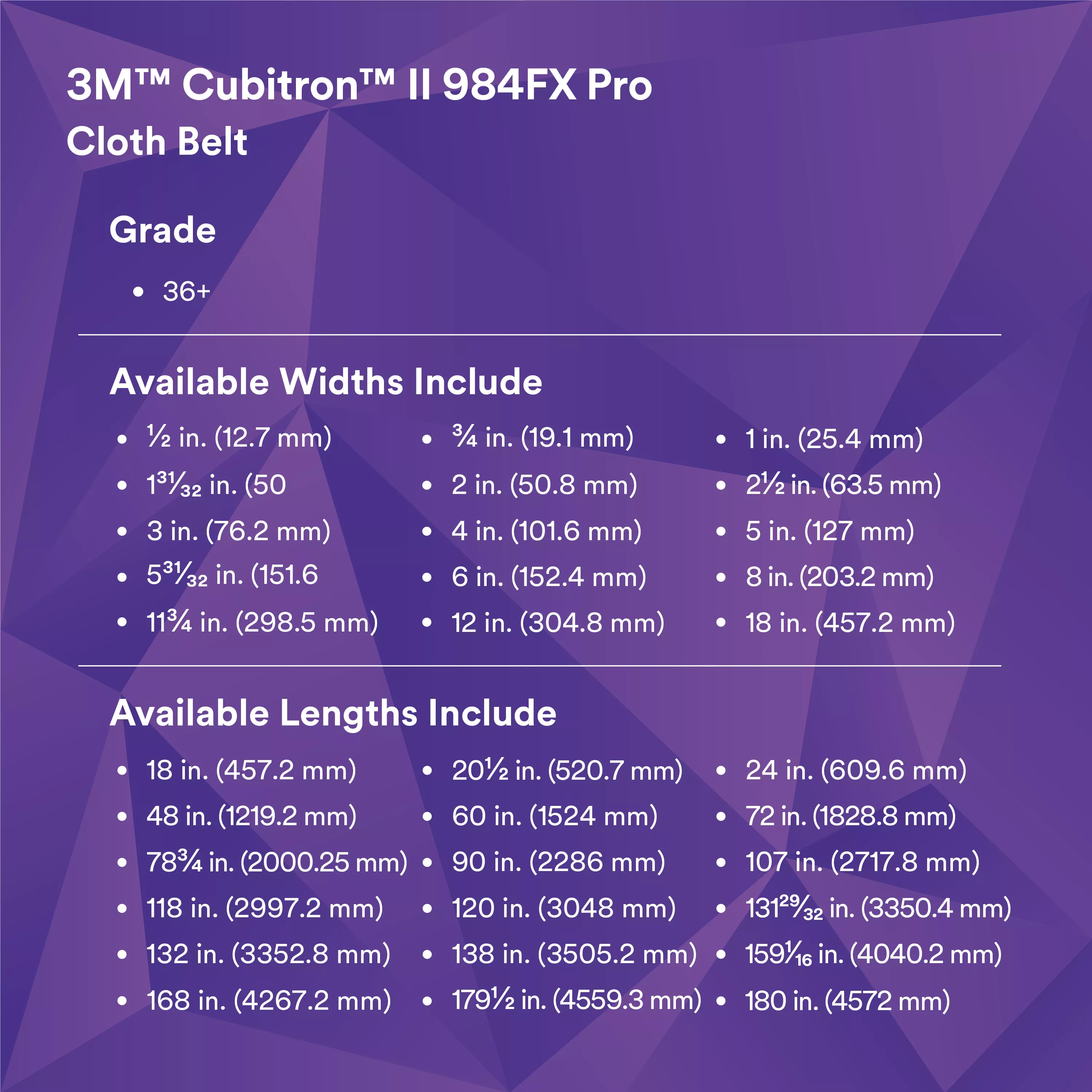 SKU 7100245313 | 3M™ Cubitron™ II Cloth Belt 984FX Pro