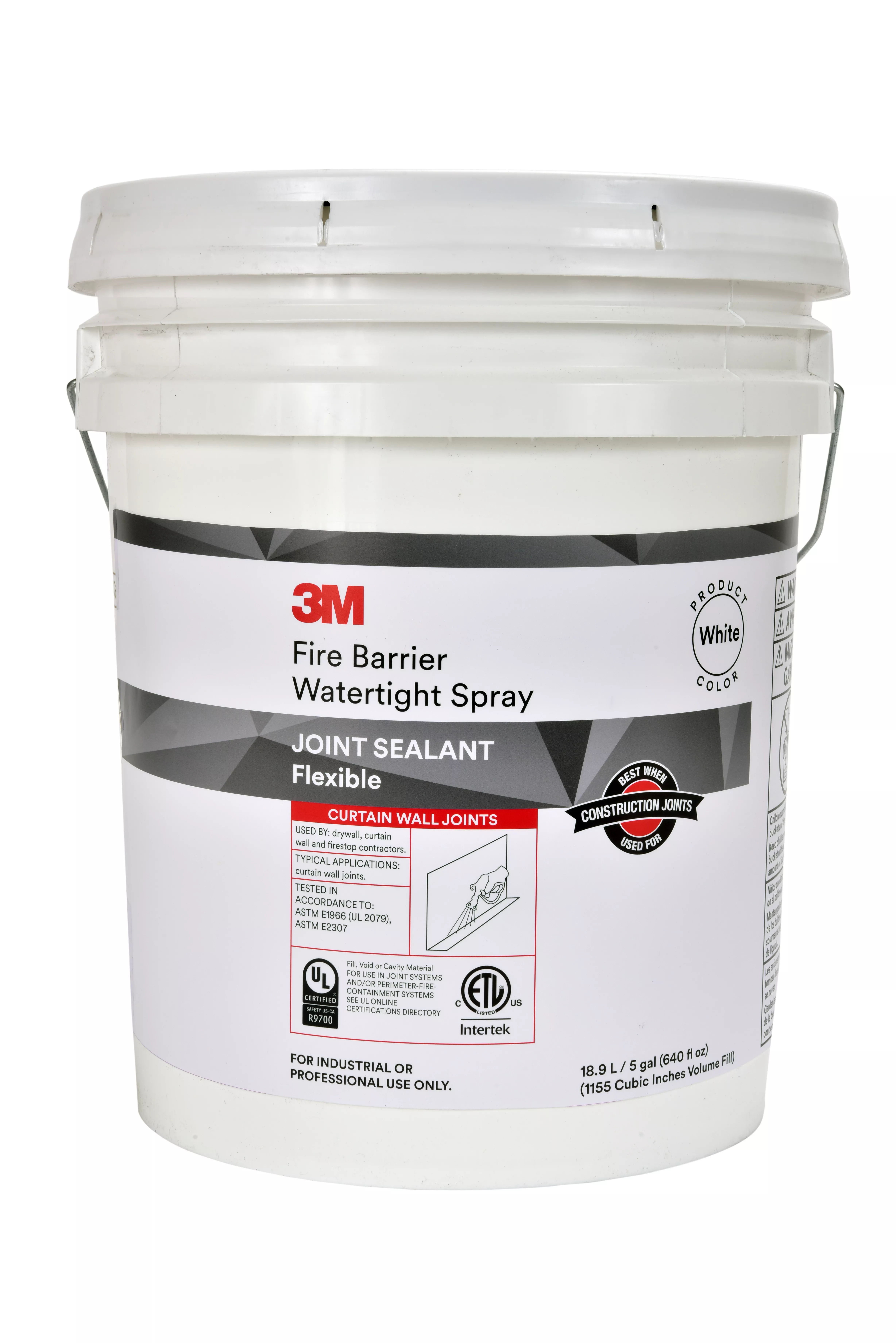 3M™ Fire Barrier Water Tight Spray, White, 5 Gallon (Pail), Drum