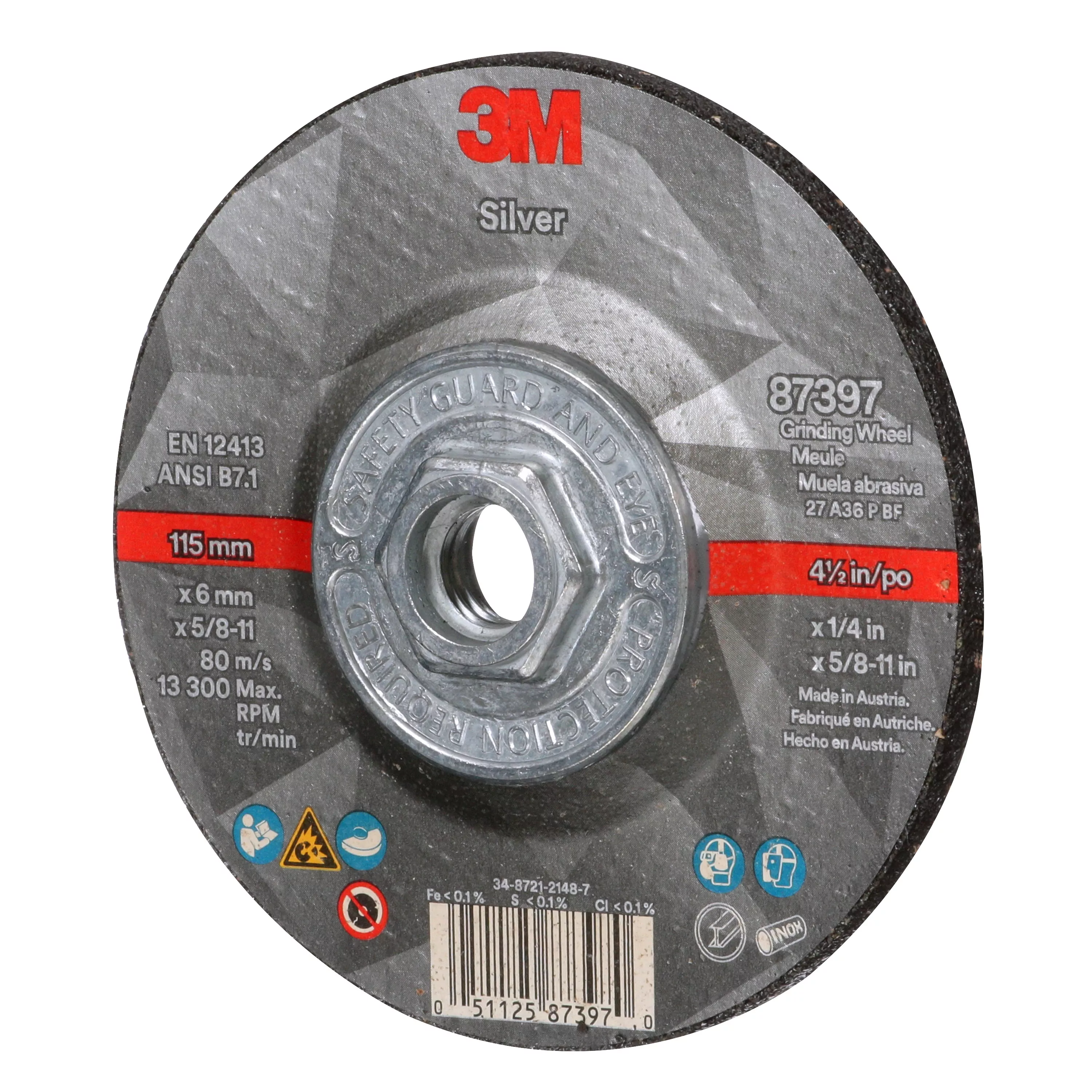 Product Number 87397 | 3M™ Silver Depressed Center Grinding Wheel