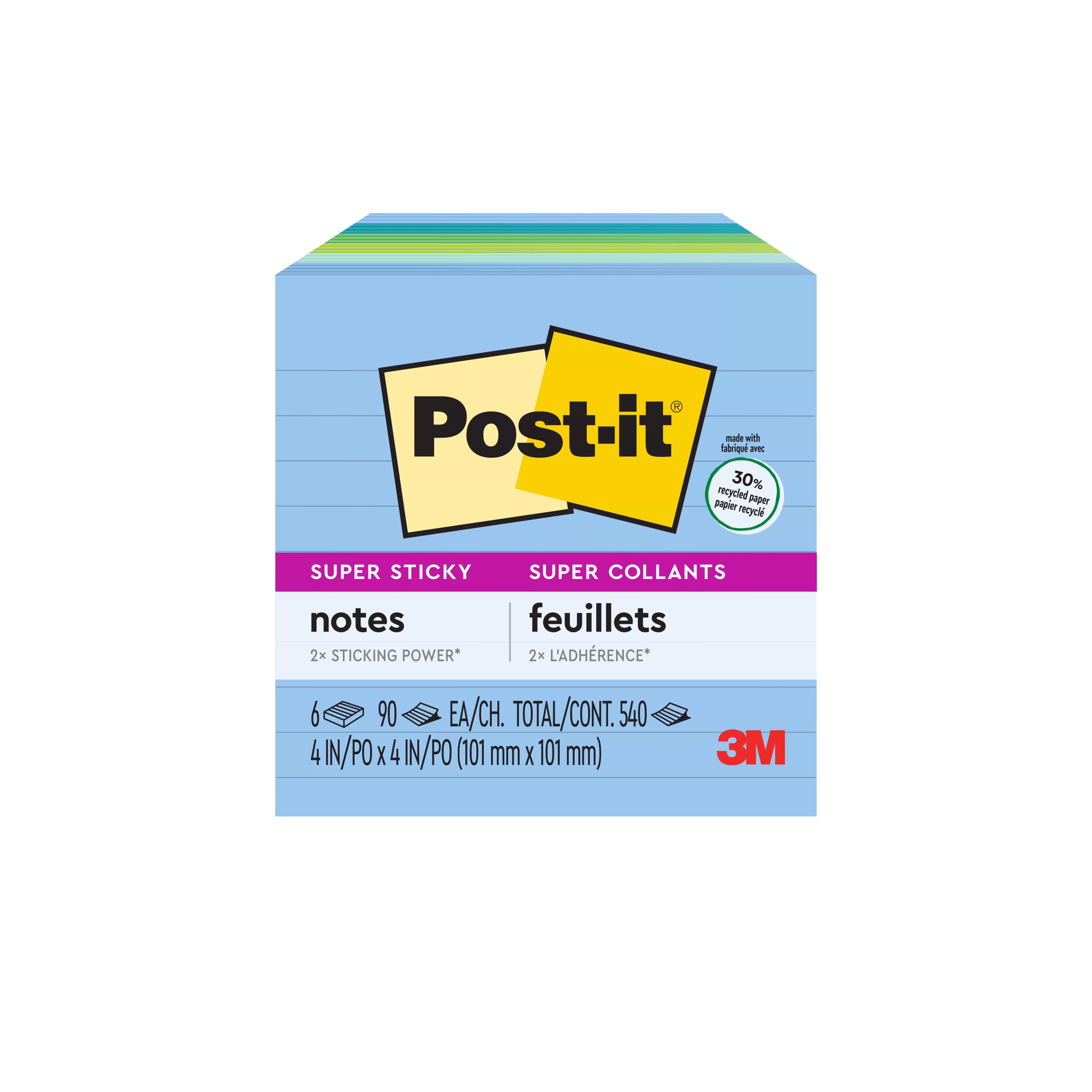SKU 7010332778 | Post-it® Super Sticky Recycled Notes 675-6SST