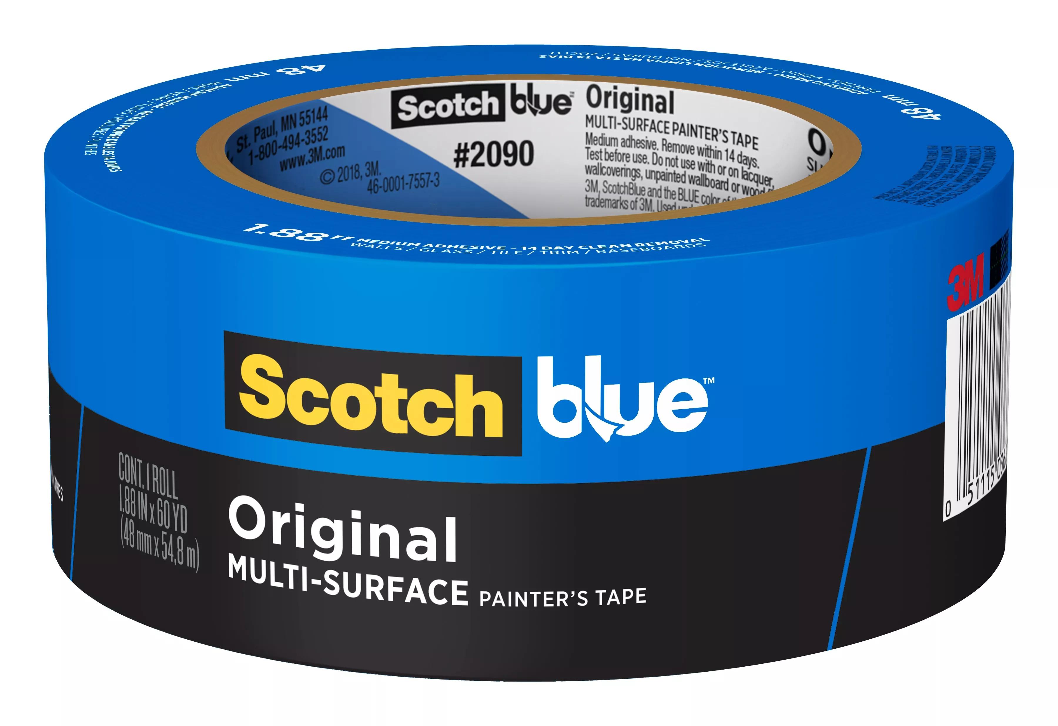 ScotchBlue™ Original Painter's Tape 2090-48NC, 1.88 in x 60 yd (48mm x 54,8m)