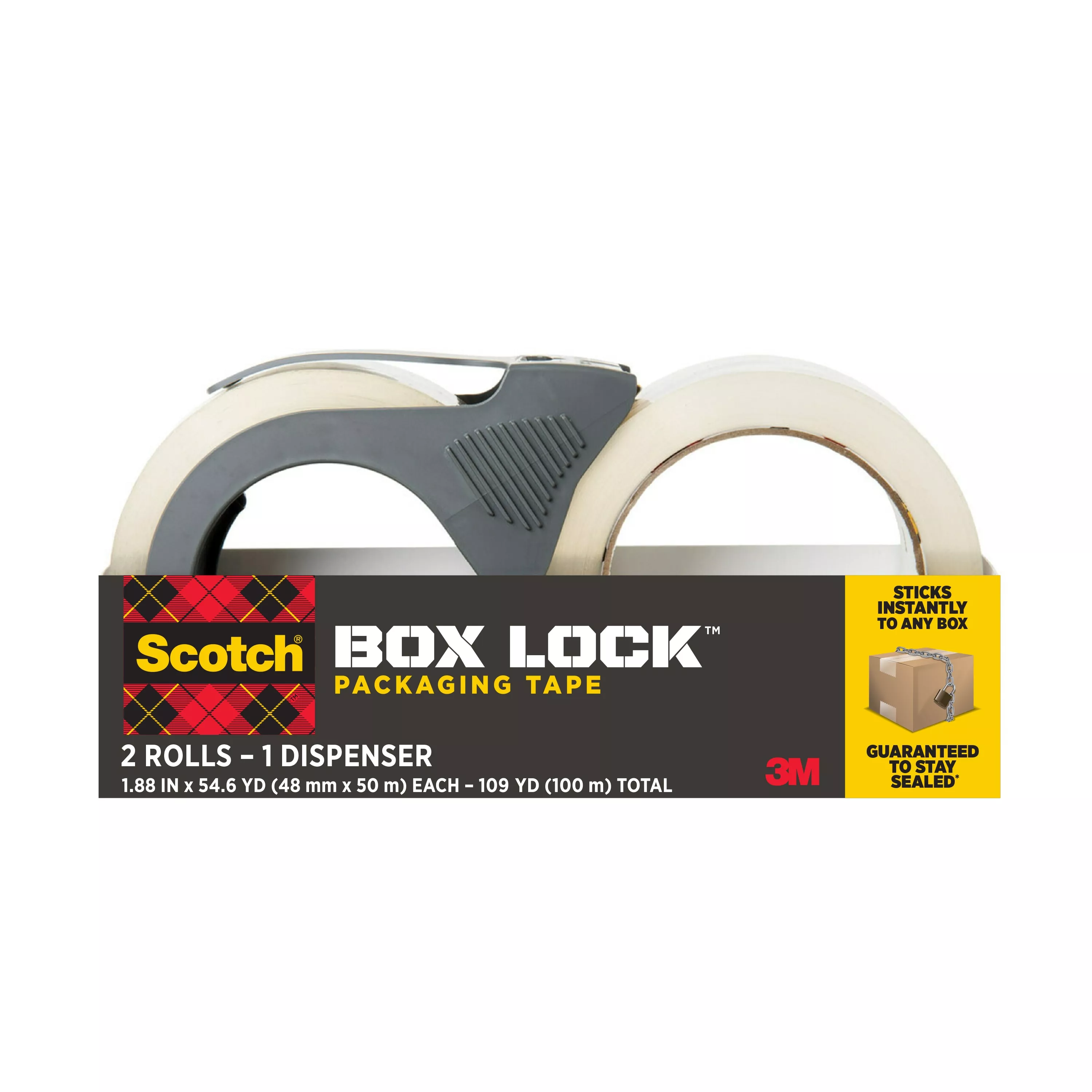 Scotch® Box Lock™ Packaging Tape, 3950-RD-12GC, 1.88 in x 54.6 yd (48 mm x 50 m). 1/Roll
