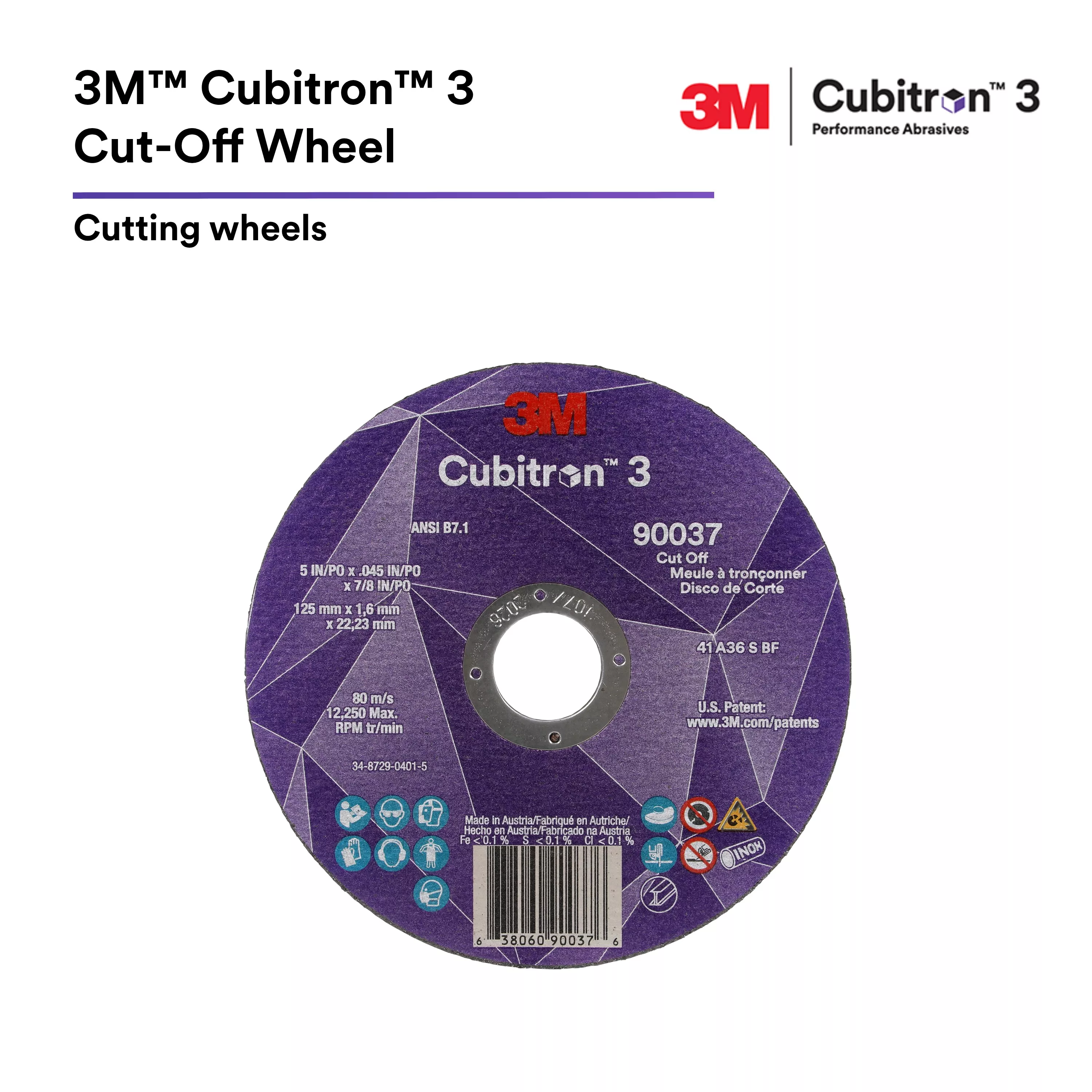 SKU 7100313189 | 3M™ Cubitron™ 3 Cut-Off Wheel